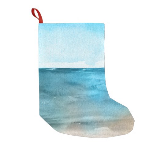 Ocean Landscape Watercolor Beauty Small Christmas Stocking