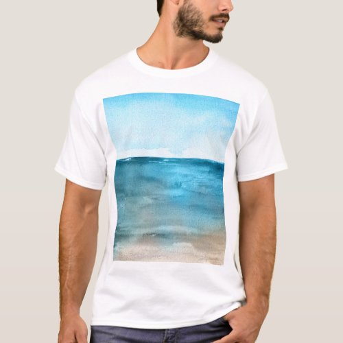 Ocean Landscape Watercolor Beauty T_Shirt