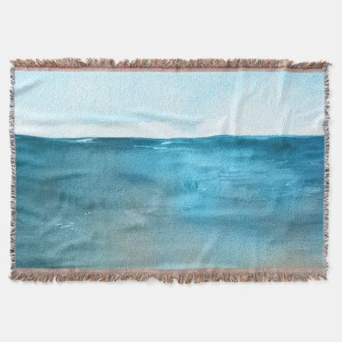 Ocean Landscape Watercolor Beauty Throw Blanket