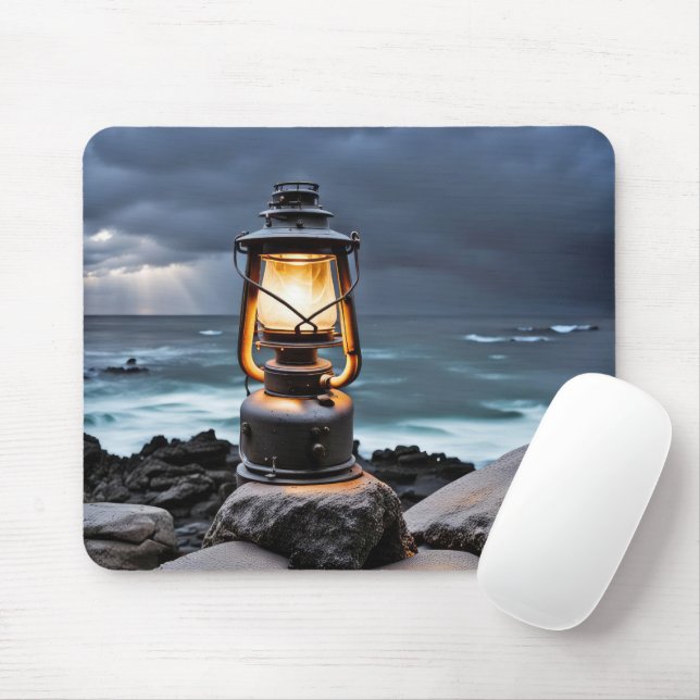 Ocean Lantern On Rocks Mouse Pad (With Mouse)