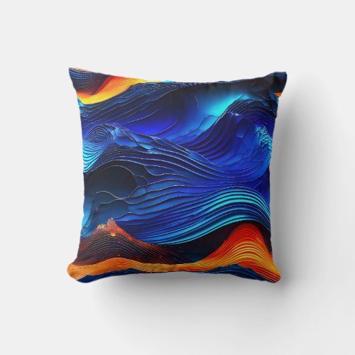 Ocean Lava Aquaflame Throw Pillow