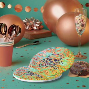 Ocean Lava Skull paper plates