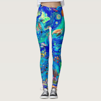 Ocean leggings, turtle leggings, fish leggings, leggings