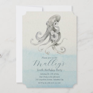 Ocean Life Age Number Birthday Invite