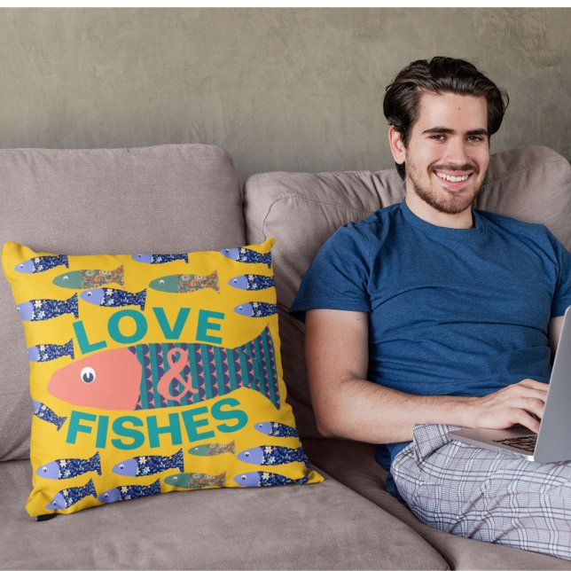 Ocean life, beach house, fish lover throw pillow (Creator Uploaded)