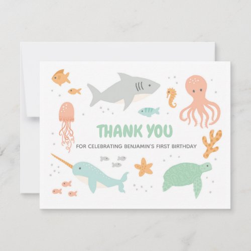 Ocean Life Birthday Thank You Card