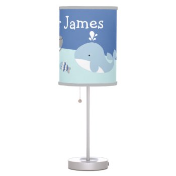 Ocean Life Blue Gray Whale Nursery Lamp by Personalizedbydiane at Zazzle