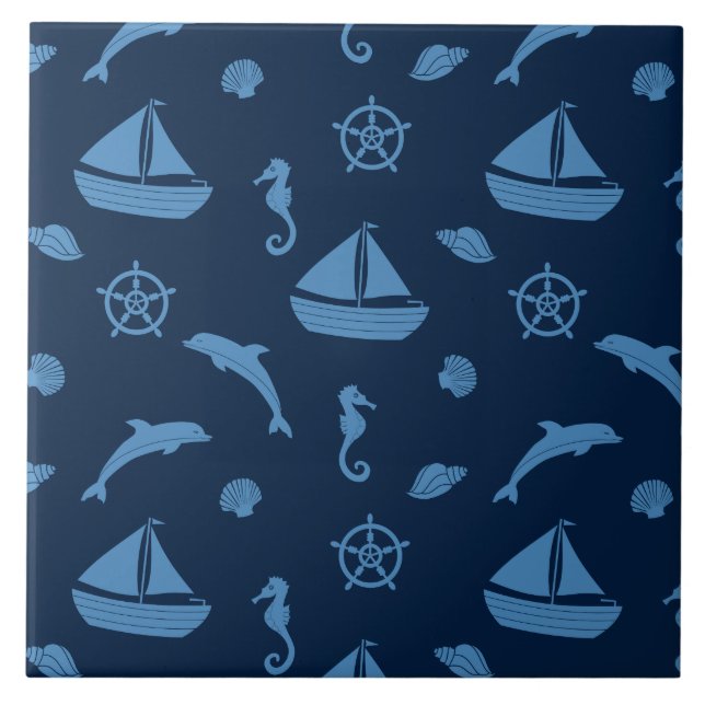 ocean life ceramic tile (Front)
