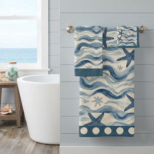 Ocean Life Coastal Tides Beach House Housewarming Bath Towel Set
