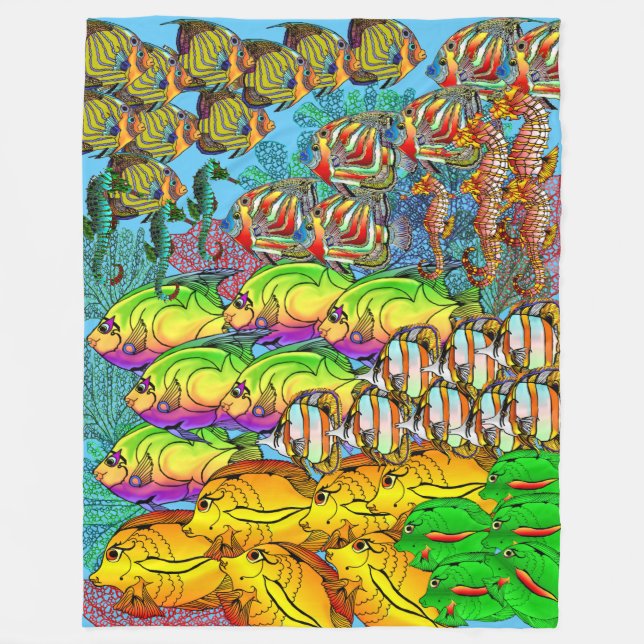 Ocean Life Custom Fleece Blanket (Front)