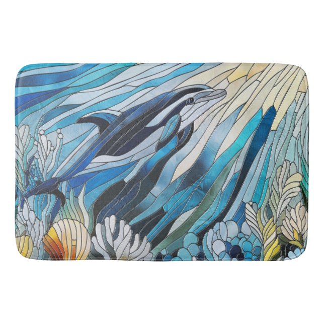 Ocean Life - Digital Art Mosaic Bath Mat (Front)