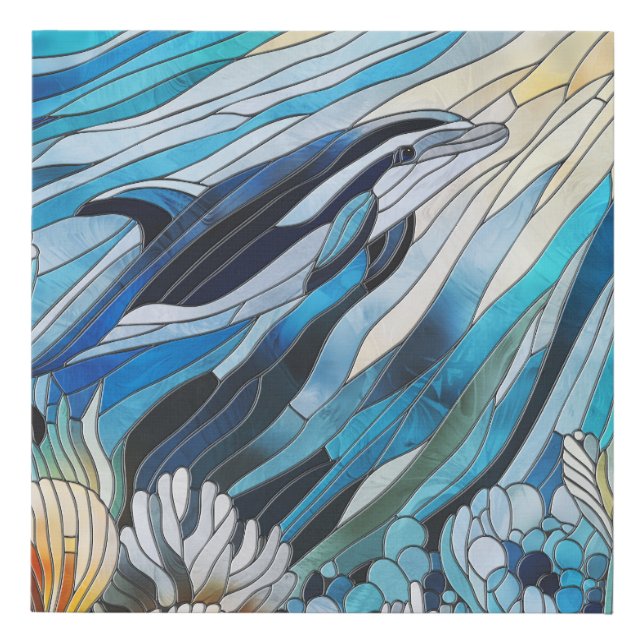 Ocean Life - Digital Art Mosaic Faux Canvas Print (Front)