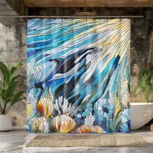 Ocean Life - Digital Art Mosaic Shower Curtain