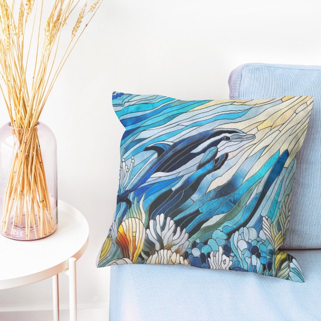 Ocean Life - Digital Art Mosaic Throw Pillow (Creator Uploaded)