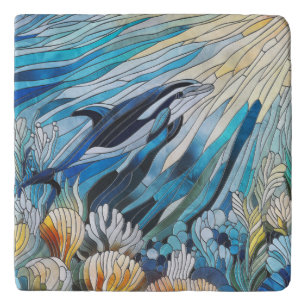 Ocean Life - Digital Art Mosaic Trivet