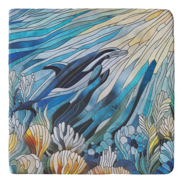Ocean Life - Digital Art Mosaic Trivet (Front)