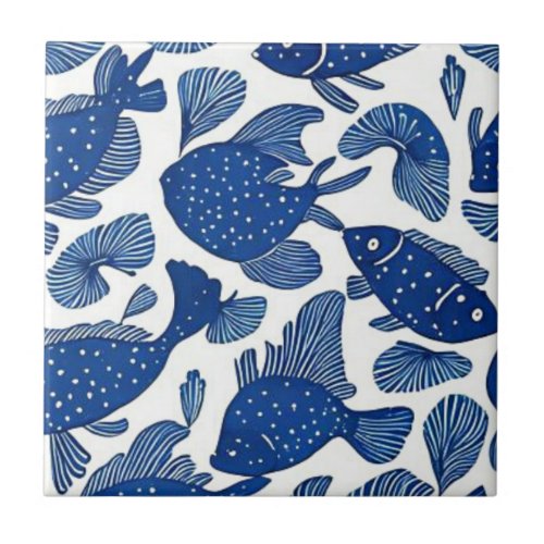 Ocean life fish ceramic tile