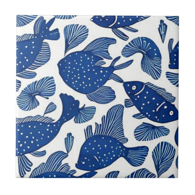 Ocean life fish ceramic tile (Front)