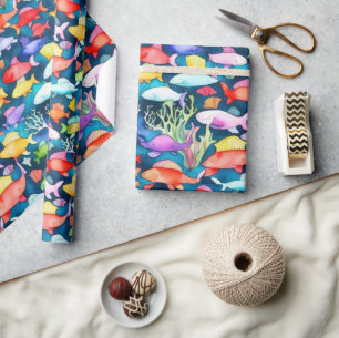 Ocean life fish corals summer vibes Wrapping Paper