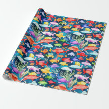 Ocean life fish corals summer vibes Wrapping Paper