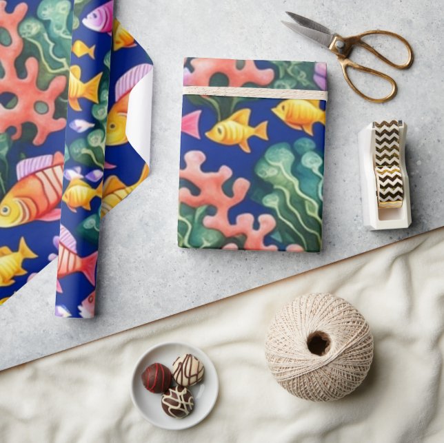 Ocean life fish corals summer vibes Wrapping Paper (Crafts)