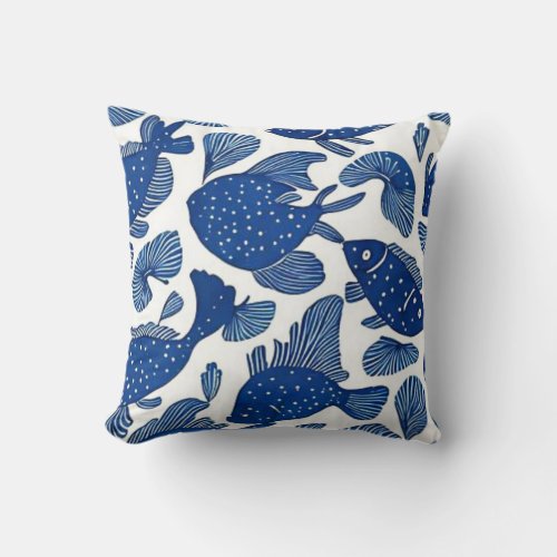 Ocean life fish throw pillow