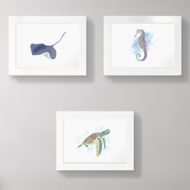 Ocean Life Framed Art | Set of 3 (Front)