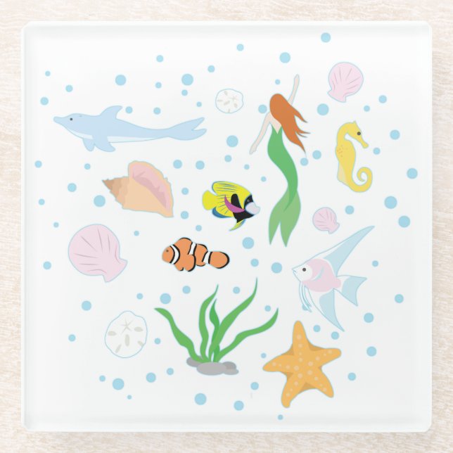 Ocean Life Glass Coaster (Front)