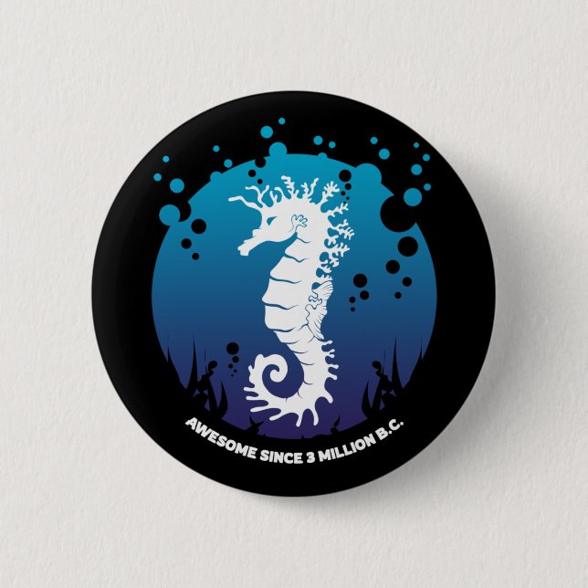 Ocean Life Graphic Design - Seahorses Button (Front)