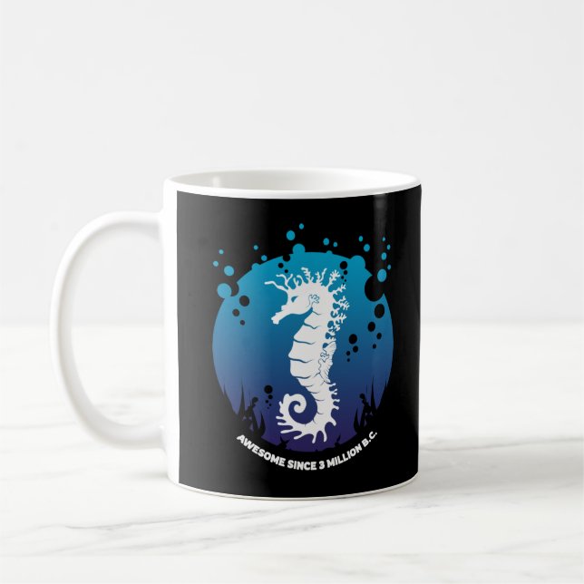 Ocean Life Graphic Design - Seahorses Coffee Mug (Left)