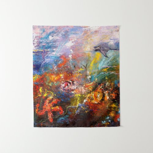 Ocean Life Impressionist Oil Painting  Tapestry
