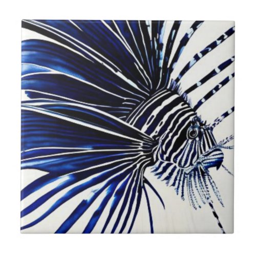 Ocean life lionfish ceramic tile