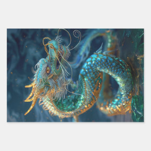 Ocean Life Mermaid Dragon Octopus Decoupage Wrapping Paper Sheets