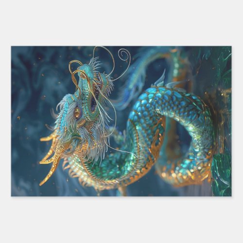 Ocean Life Mermaid Dragon Octopus Decoupage  Wrapping Paper Sheets