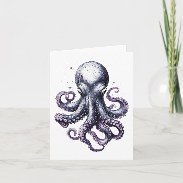 Ocean Life Octopus Greetings Card (Front)