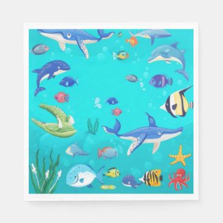 Ocean Life Party Napkins - Luncheon Size