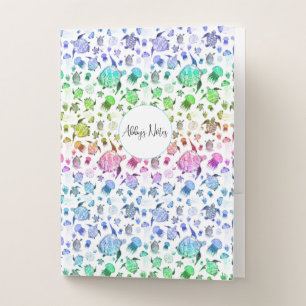 Ocean Life - Rainbow Colors Watercolor Pattern Pocket Folder