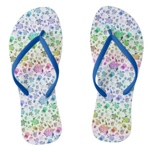 Ocean Life Rainbow Watercolor Pattern Flip Flops