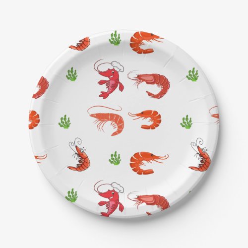 Ocean Life Red Shrimp Paper Plates