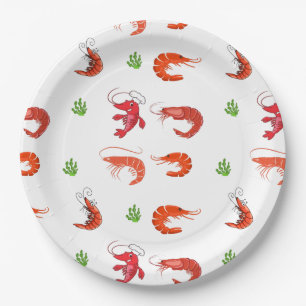 Ocean Life Red Shrimp Paper Plates