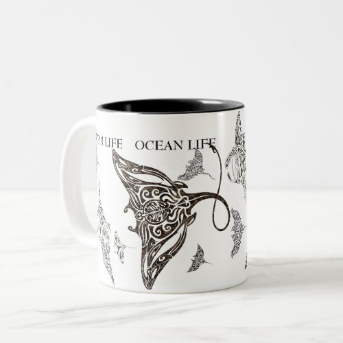 OCEAN LIFE school of manta_ray Two_Tone Coffee Mug