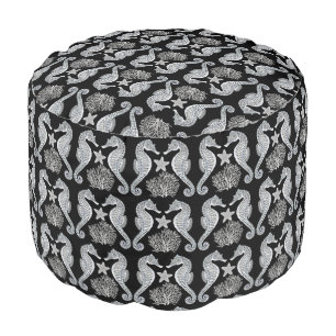 Ocean Life Seahorse Starfish Pouf