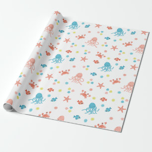Ocean Life - Squids & Starfish Pattern Wrapping Paper