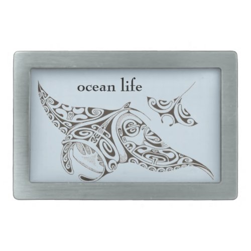 ocean life twin rays manta_rays belt buckle