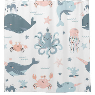 Beach Crabs Sea Life Shower Curtain, Zazzle