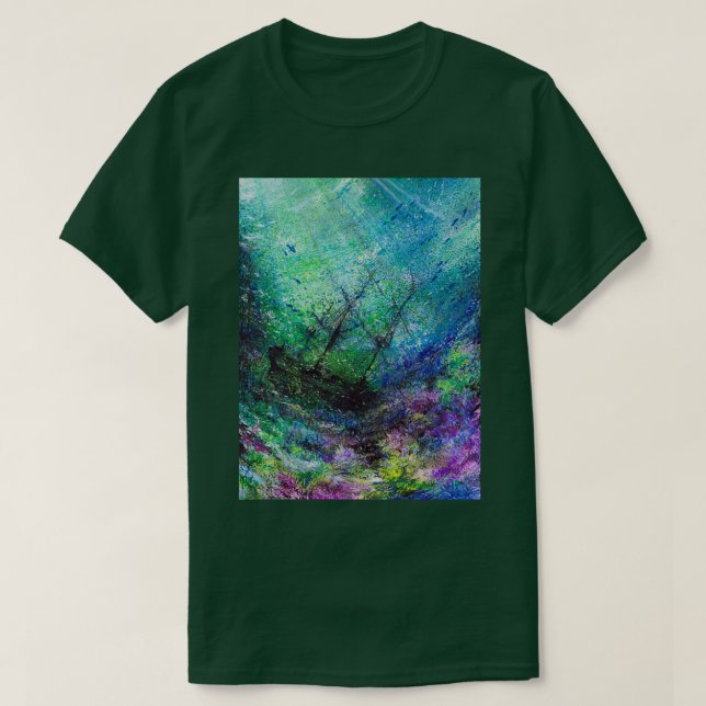 Ocean Life Underwater Ship wreck T-Shirt (Design Front)