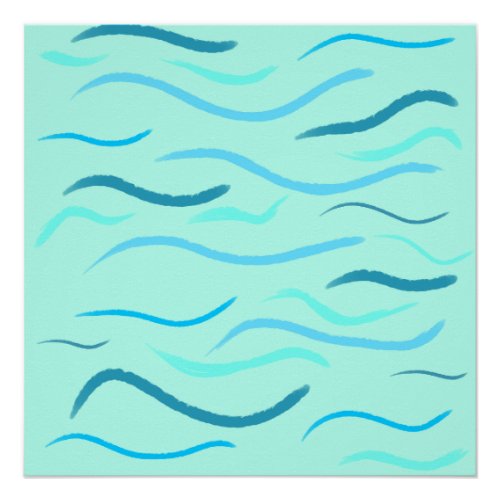 Ocean light blue waves poster