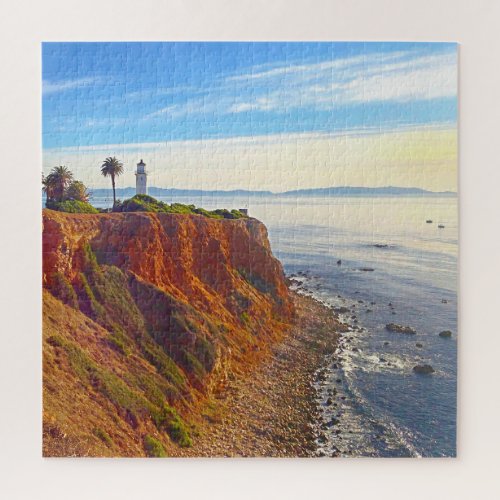 Ocean Lighthouse on California Rocky Cliff Photo Jigsaw Puzzle