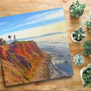 Ocean Lighthouse on California Rocky Cliff Photo Jigsaw Puzzle