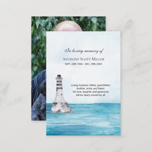 Ocean Lighthouse photo memorial card